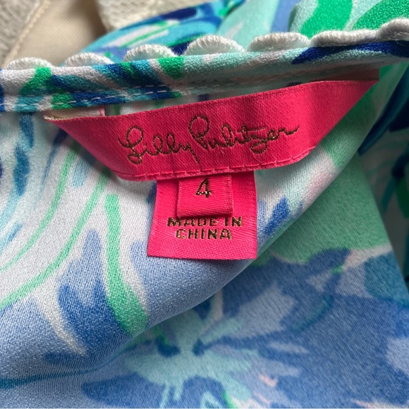 Lilly Pulitzer Nalan Soft Shift Pink Floral & Lace Neckline Dress size 4 - Picture 6 of 7